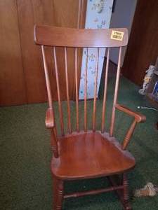lot 23993 image: Light Maple Rocking Chair, Realt Maple as seen on the Bottom of Chair