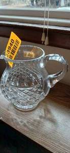 lot 23940 image: Handcut 24% Lead Crystal Diamond Cut Pitcher
