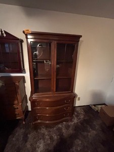 lot 24284 image: Wooden China Cabinet with Brass Hardware