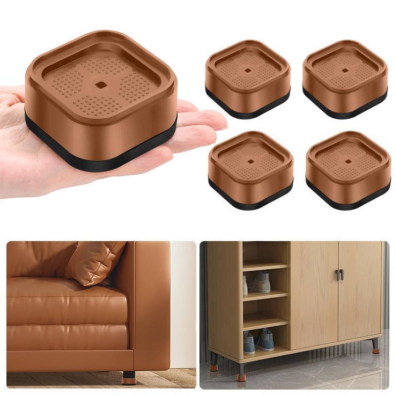 lot 28363 image: shouwuhho 4 Pack Furniture Risers Adjustable Bed Risers Heavy Duty Lifts Height 1, Square Stackable Bed Risers 1, 2 or 3 Inch for Desk Leg Table Couch Sofa Chair Bed Frame Legs Dorm, Brown