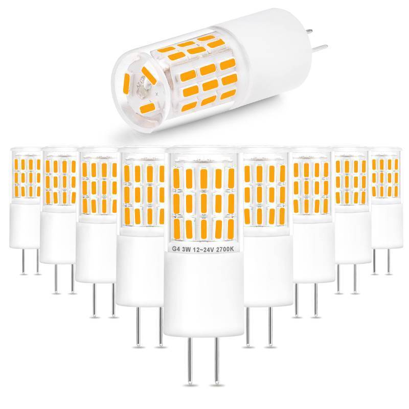 lot 37799 image: Ziomitus G4 3W LED Landscape Light Bulbs 12V-24V Warm White 2700K, 20W-30W T3 Halogen Replacement, Low Voltage G4 T3 JC Bi-pin Bulb for RV Boat Yacht Courtyard Path, No Flicker, 330 LM (10Pack)