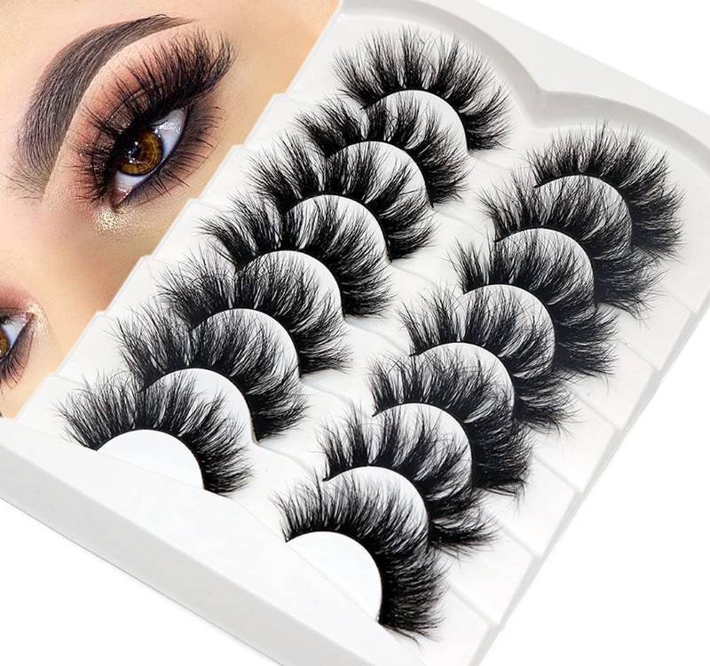 lot 53784 image: Losha False Lashes Super Fluffy Faux Mink Eyelashes Dramatic Long and Full Fake Eyelashes 7 Pairs Pack Volume Lashes
