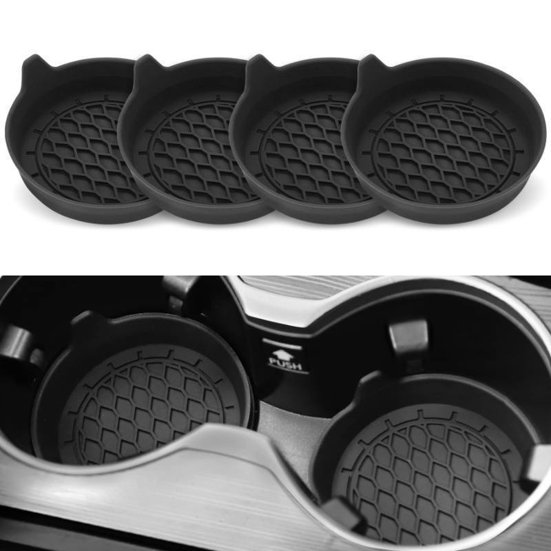 lot 27501 image: SINGARO Car Cup Holder Coaster, Silicone Cup Holder Insert, Universal Non-Slip Cup Holders, Car Accessories Interior for Women and Man Interior Sets 4 Pack Black