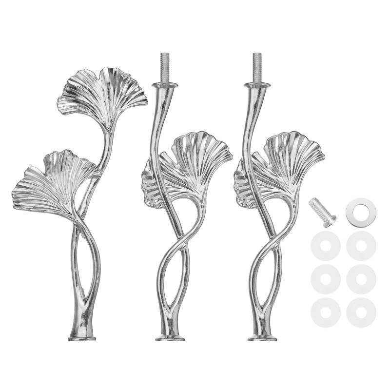 lot 37881 image: uxcell 3 Tiers Cake Tray Stand Handle Metal Cake Stands Holder Cupcake Dessert Plate Hardware Fitting Holder Rod Stand Handle for Wedding Party Festival Cake Plate, Silver (Flower)