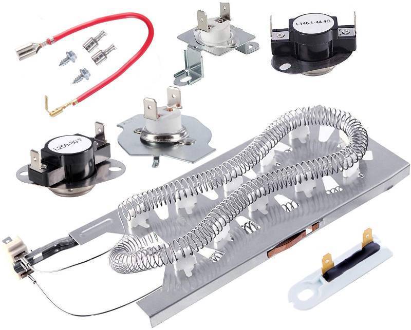 lot 47447 image: Dryer Heating Element & 279816 Thermostat Kit & 279973 3392519 Thermal cut-off Fuse Replacement Compatible with Kenmore, Samsung, Whirlpool, KitchenAid electric dryers and more. 3387747