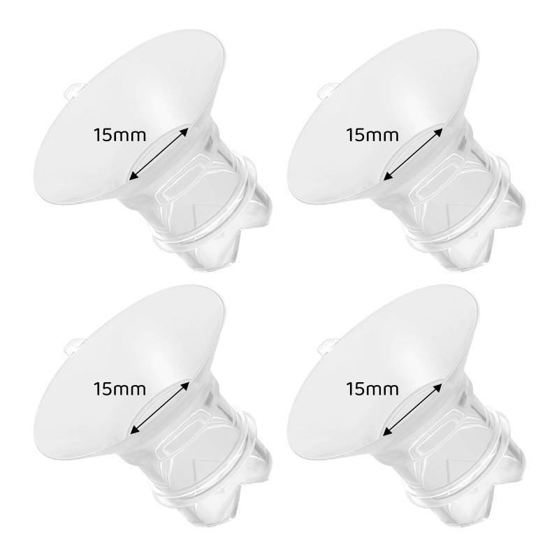 lot 53846 image: Flange Inserts 15mm Compatible with MedelaSpectraTSRETEElvieMomcozyBellababy Breast Pump 24mm ShieldsFlanges, Reduce 24mm Nipple Tunnel Down to 15 mm, 4PCS