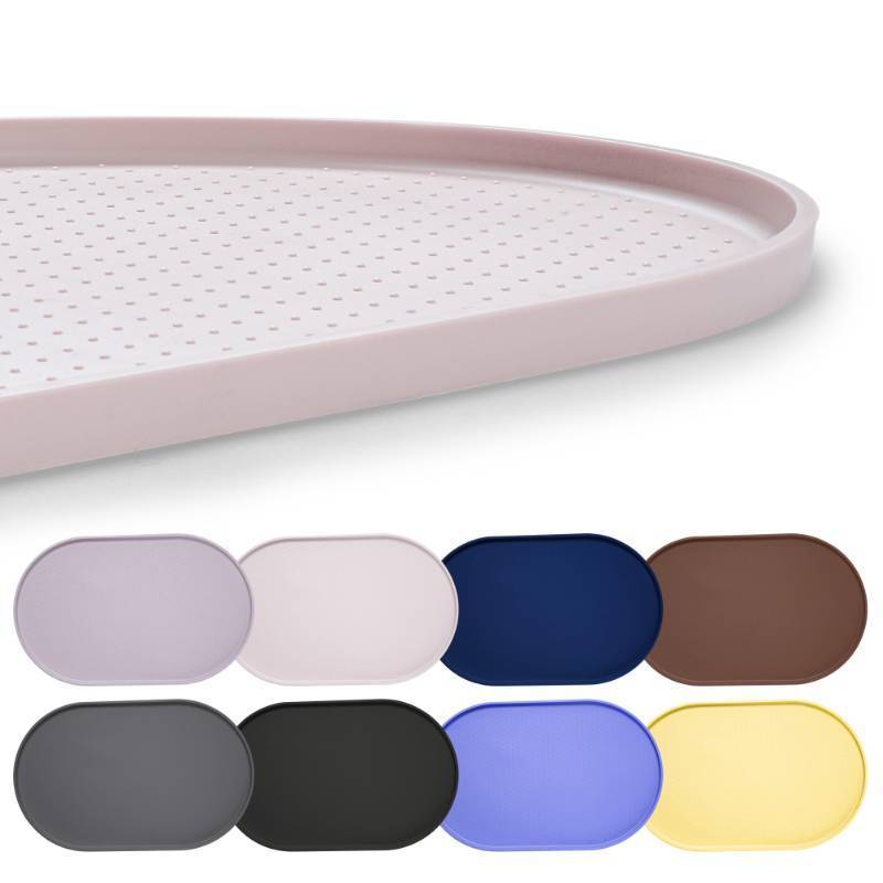 lot 53855 image: Hubulk 100% Waterproof Silicone Pet Feeding Mat with Raised Edge for Food and Water, Dog Bowl Mats, Cat Bowls Placemat with High Lip Protects Floor for Cats and Dogs (White Sand, 19 L x 12 W)