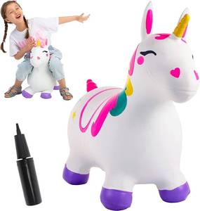 lot 23577 image: JOYIN Bouncy Unicorn Horse, Kids Ride On Bouncer, Toddler Girl Bouncing Animal Hopper, Inflatable Hopping Toy for Birthday Gift, 18 Months 2 3 4 5 Year Old Kids Toddlers Boys Girls