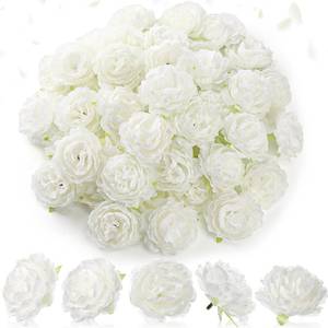 lot 23585 image: Thiccywoov 50 Pcs Artificial Flowers, 3.2 Inches Silk Rose Head Flowers Fake No Stem for Wedding Bridal Bouquet Home Floral Decor DIY Centerpieces Arrangements Party Tables Decoration(White)