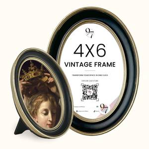 lot 23586 image: 97 Decor Black And Gold Vintage Picture Frames 4x6 - Vintage Oval Picture Frame 4x6, Elegant 4 X 6 Antique Frame With Glass Front For Photo Display Tabletop And Wall Mounting