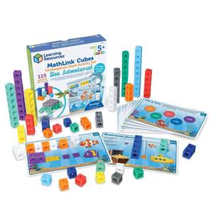 lot 23587 image: Learning Resources MathLink Cubes Kindergarten Math Activity Set Sea Adventures - 115 Pieces, Age 5, STEM Teaching Toys, Kindergartner Games