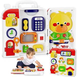 lot 23596 image: Montessori Toys for 1 Year Old Boy Girl, Musical Montessori Busy Board for 12-18 Month Age, Educational Montessori Toy for Toddlers 1-3, Birthday Gift for 1 Year Old Boy Girl