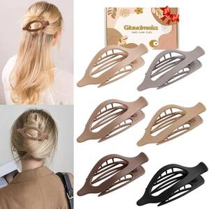 lot 23601 image: Flat Claw Clips for Women 5pk French Concord Flat Hair Clip, Matte Curved Hair Claws Clip for Thin Thick Hair, Lay Down Claws Clips, Durable Strong Hold Hair Clip, Valentines Day Gifts