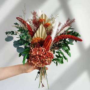 lot 23603 image: Natural Dried Flower Bouquet - Boho Pampas Grass & Eucalyptus Decor, Preserved Plants Bundle for Vases, Rustic Floral Arrangements for Home Wedding Table Centerpiece Decorations