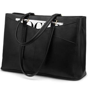 lot 23605 image: LOVEVOOK Laptop Tote Bag for Women 15.6 Inch Waterproof Leather Computer Bags Business Office Work Briefcase Black
