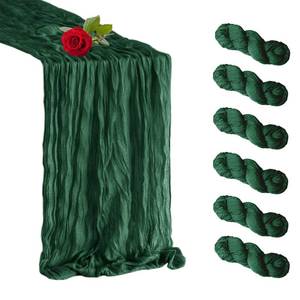 lot 23606 image: 6 Pack Emerald Green Cheesecloth Table Runner 35 x 120 inch Boho Rustic Gauze Table Runner 10 FT Long, Semi Sheer Cheese Cloth Runner for Wedding Party Banquet Baby Shower Birthday Decoration