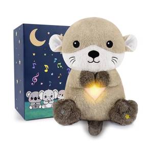 lot 23608 image: BRICHOEE Breathing Stuffed Animal, Soothing Otter Stuffed Animal with Breathing Motion, Calming Sound and Light for Baby Sleep Companion Portable Plush Toy Gifts for Kids Adults Newborns