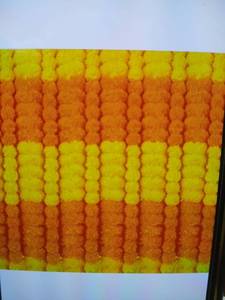 lot 23627 image: Krati Exports 5 PC - 5 feet Marigold Garland IndianAmerican Wedding Party Mantle Decoration, Faux Garlands Wedding Garland, Diwali Decoration, Spring Bush Floral (Light Yellow and Dark Yellow)