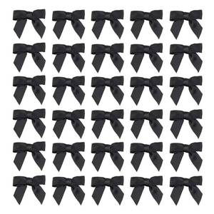 lot 28853 image: 7Rainbows 50pcs Boutique 1.5 Black Satin Ribbon Mini Bows for Craft Sewing Scrapbooking Wedding and Gift Wrapping