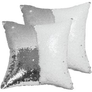 lot 28854 image: TCBESTO Sublimation Sequin Pillow Blanks 16x16 2PCS Silver Reversible Sequin Pillow Covers Sublimation Pillow Cases for Funny Gifts Decorations