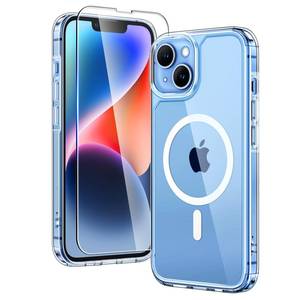 lot 28855 image: TAURI 2 in 1 Magnetic for iPhone 14 Case Clear, Compatible with MagSafe with Screen Protectors, Military-Grade Drop Protection Shockproof Slim 14 Cover 6.1 Inch