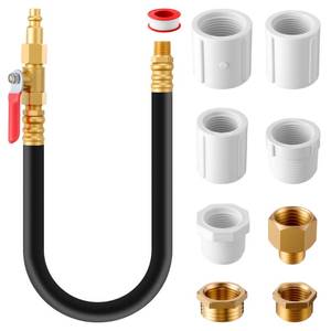 lot 28877 image: Hohean Winterize Sprinkler Blowout Adapter Kit with Shut Off Valve, 12 Hose RV Winterize Kit with Air Compressor Quick Connect for Irrigation System & RV, Includes 14 to 1 NPT MNPT & FNPT Thread