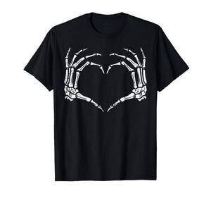 lot 28882 image: Skeleton Hands Heart Sign Retro T-Shirt Womens Medium Black