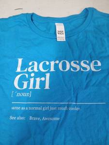 lot 28884 image: Funny Lacrosse Quote Definition T-Shirt Girls Large Blue