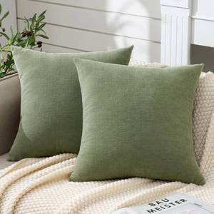 lot 28898 image: GAWAMAY Decorative Square Sage Green Throw Pillow Covers 18x18 Inch Set of 2, Super Soft Chenille Pillows Farmhouse Fall Pillowcase for Living Room Bedroom Sofa Couch Cushion Cover 45x45cm