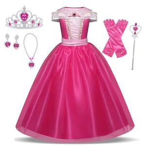 lot 39206 image: GJDAMFD Little Girls Elegant Pink Princess Dress up Clothes Halloween Birthday Party Costumes Kids Girls Dresses 6-7 Years