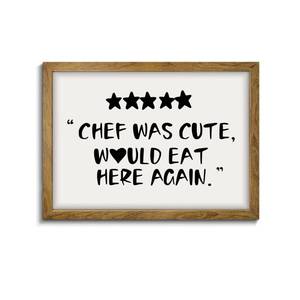 lot 39212 image: Chef Was Cute Would Eat Here Again - Trendy Kitchen Art, Funny Quotes Wall Art, Guest Check Print, Quirky Home Decor, Framed Kitchen Wall Decor