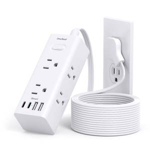 lot 39218 image: One Beat 10Ft Extension Cord with Multiple Outlets,Flat Plug Power Strip Surge Protector with 10 Ft Long Cord,6 Outlet 4 USB Ports (2USB C),Multi Outlet Wall Plug for Travel,College,Dorm Essentials