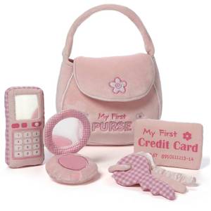 lot 39221 image: Baby GUND Play Soft Collection, My First Purse 5-Piece Plush Playset with Rattle, Mirror and Crinkle Plush Toys, Sensory Toy for Babies and Newborns, 8
