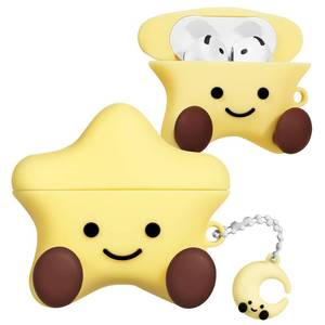 lot 39225 image: Joyleop for Airpods 4 Case - Cute for Women Girl Girly Kids Kawaii Anime Unique 3D Cartoon Yellow Star Design Soft Silicone Protective Case for Airpods 4th Gerneration 2024 Cover with Keychian