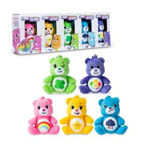 lot 47794 image: Micro Teenies - Care Bears 3 Micro Plush 5-Pack Treasure Box - Cheer, Laugh A-Lot, Good Luck, Grumpy and Harmony Bear