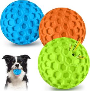 lot 47795 image: havit Indestructible Squeaky Dog Balls for Aggressive Chewers, Interactive Dog Toys to Keep Them Busy, Rubber Dog Chew Toy for Large Medium Breeds, Outdoor Waterproof (3 Colors)