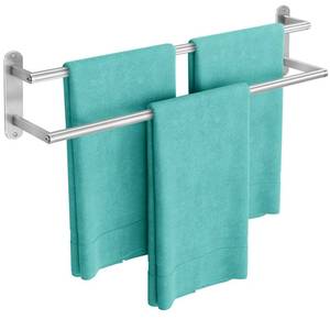 lot 47813 image: Towel Rack for Bathroom, Double Towel Bar 24Inch, Stainless Steel Bathroom Towel Holder, Double Towel Hanger Wall Mounted Towel Rod, Bathroom Towel Rack(Brushed Nickel)