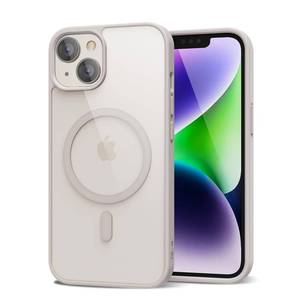 lot 54177 image: oakxco for iPhone 14 Case Clear Magnetic Compatible with Magsafe, Cute Thin Slim Transparent Non-Yellowing TPU Bumper, Shockproof Hard Shell & Soft Silicone Mag Safe Phone Case for Women, Beige Grey