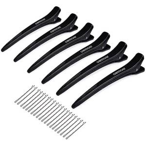 lot 54183 image: Owmoer Professional Hair Clips For Styling,With Anti Slip Teeth Duck Billed Hair Clip,6pcs Upgraded Non deformable professional hair clips For Salons Men And Women Long Hair,Black 4.7Inch Long