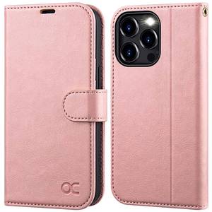 lot 54204 image: OCASE Compatible with iPhone 15 Pro Max Case Wallet Case, PU Leather Flip Folio Case with Card Holders RFID Blocking Kickstand Shockproof Phone Cover 6.1 Inch 2023, Pink