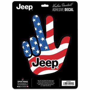 lot 54207 image: Jeep Peace American Flag Adhesive Vinyl Decal - Fun Jeep Sticker for Car, Window or Laptop
