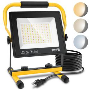 lot 55400 image: 100W Led Work Light, 3000K5000K6500K Selectable Work Light, 10000LM Portable Work Lights with 16.4FT Cord, IP66 Waterproof for Outdoor Indoor Job Site Workshop Flood Lights, Gifts for Him