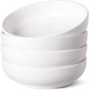 lot 55404 image: LE TAUCI Pasta Bowls 32 oz, Salad Bowls Set for Serving Soup, Pasta, Noodle, Dinner, Large Kitchen Bowl Plates, Microwave Safe - 7.8 Inch, Set of 4, White