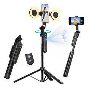 lot 55410 image: yAyusi 70.9 Auto Face Tracking Selfie Stick Tripod for iPhone with Light, No App, 360° Rotation Tripod That Follows Your Movement with Remote Control for VlogLive StreamVideo Recording