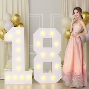 lot 55420 image: 4FT 18 Marquee Numbers, Big 18 Light Up Numbers for 18th Birthday Decorations Warm Light 18 Year Old Birthday Decorations for Anniversary Party Decor