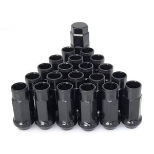 lot 55421 image: SOROPARTS Lug Nuts M12x1.5 48mm Open End Wheel Nuts,Taper Acorn Seat, Forged Locknut Racing Nut 20 Set 2 Pieces Total 22 Pieces and 1 Nut Socket Key (Black, M12 x P1.5)