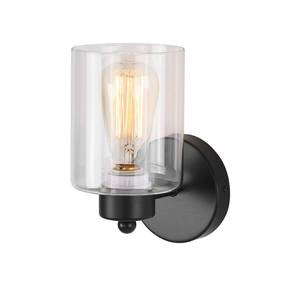 lot 55425 image: KENMI, 1-Light Bathroom Black Vanity Light Matte Black Wall Sconce Vintage with Clear Glass Shade, Hallway Light Fixture Sconces Wall Lighting