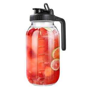 lot 55435 image: 64oz Glass Pitcher with Lid, 2 Quart Mason Jar Pitchers with Lid and Spout, Wide Mouth Breast Milk Pitcher Glass Jug Sun Tea Pitchers, Cold Brew Coffee pitcher, Fridge Container for Water, Juice, Tea