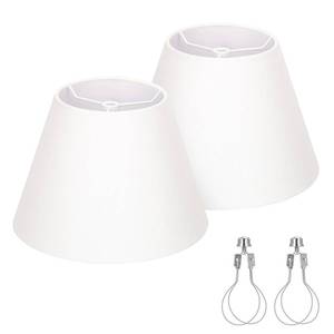 lot 55436 image: Small Lamp Shades Set of 2, 5.5 Top x 10 Bottom x 6.6 High, Small White Lamp Shades for Table Lamps, Fabric Lampshade Replacement for Bedside Lamp, Wall Sconces, Spider, Clip on Adapters Included