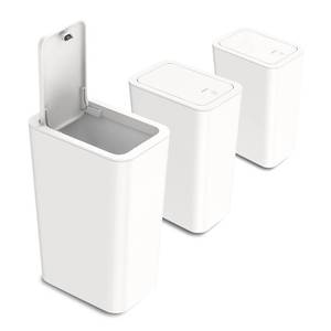 lot 55446 image: N. NETDOT 3 Pack 10L  2.6 Gallon Small Trash Can with Lid, Bathroom Garbage Can with Pop-Up Lid, Waste Basket for Bathroom, Kitchen, Bedroom, Powder Room, Craft Room, Office, College (Off White)